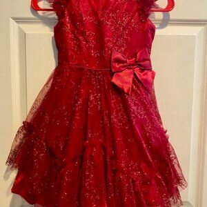 Jona Michelle Girls Red Sparkles Party Dress - Size 5